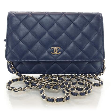 navy chanel wallet on chain